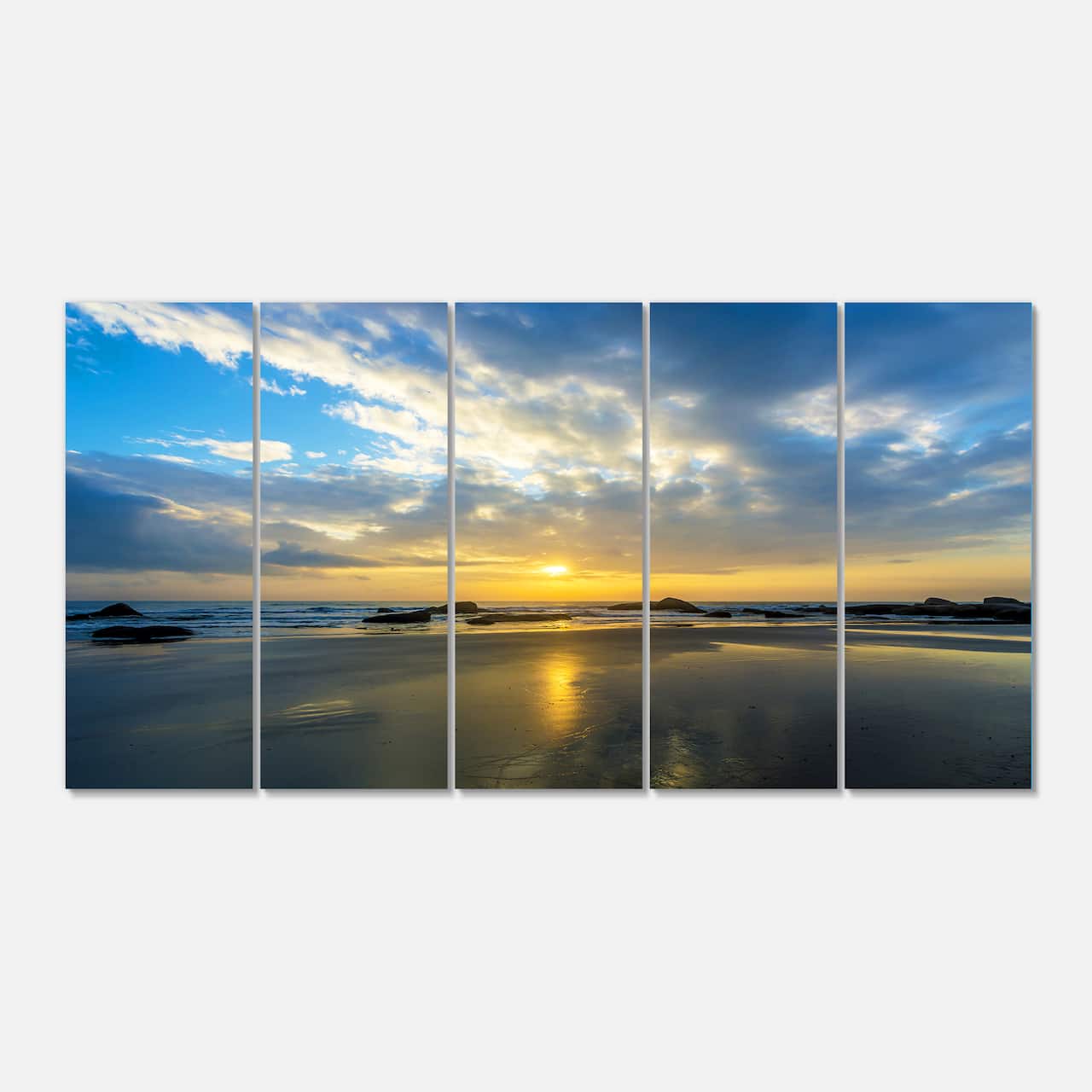 Designart - Beautiful Sunrise and Seashore - Large Seashore Canvas Wall Art